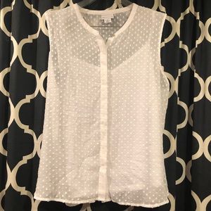 Liz Claiborne white sheer polka dot tank top